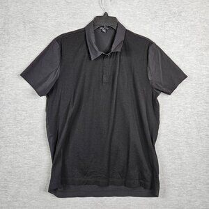 Theory Men's Black Cotton Quarter Zip Short Sleeve Collar Polo Shirt Size L